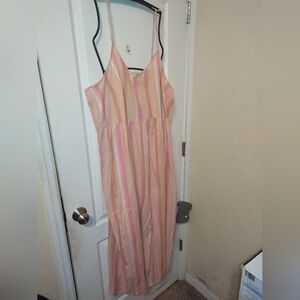NWT a.n.a Pink, White, Light Peach And Tan Spaghetti Strap Maxi Sundress Size 3X